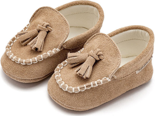 Babywalker Beige Baptism Moccasins