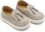 Babywalker Gray Baptism Leather Moccasins