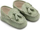 Babywalker Christening Leather Soft Sole Green Moccasins