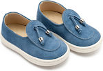 Babywalker Blue Baptism Leather Moccasins