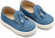 Babywalker Blue Baptism Leather Moccasins