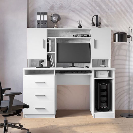 Γραφείο Keldra Ξύλινο Λευκή Απόχρωση 140x59.8x142.2εκ.