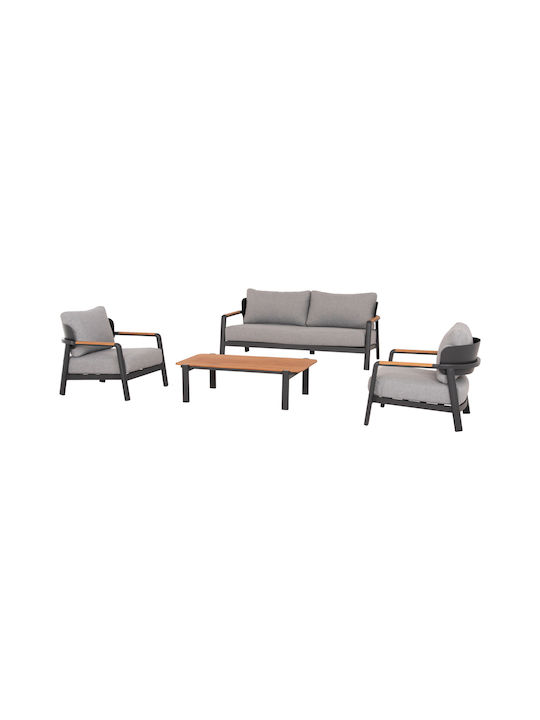 Set Mobilier Exterior Elara 4 Piese Gri Cu Perne