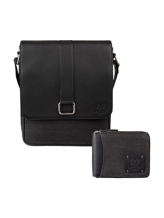 Set Leather Men's Wallet with RFID Black