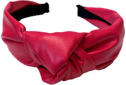 Leather Hair Headband Bow Fuchsia