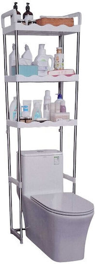 Floor Bathroom Shelf Inox 50.5x25x170cm Silver
