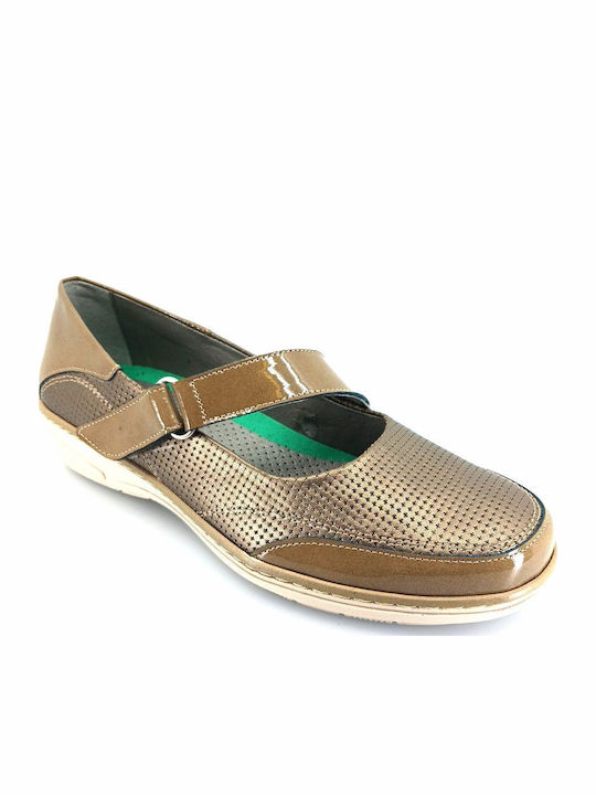 Leather Women's Moccasins in Brown Color