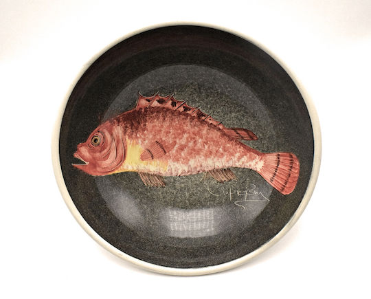 Bol Ceramic Handmade Scorpina Negru 37cm