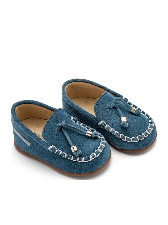 Babywalker Βαπτιστικά Δερμάτινα Μοκασίνια Γαλάζια