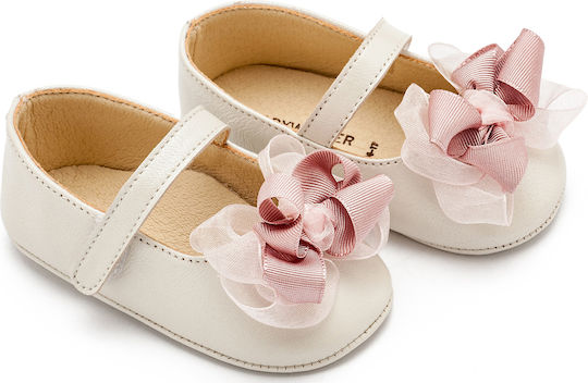 Babywalker Ecru Pink Baptism Leather Soft Sole Pumps
