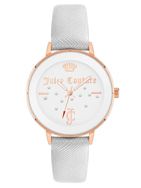 Juicy Couture Women's Watch with White Leather Strap