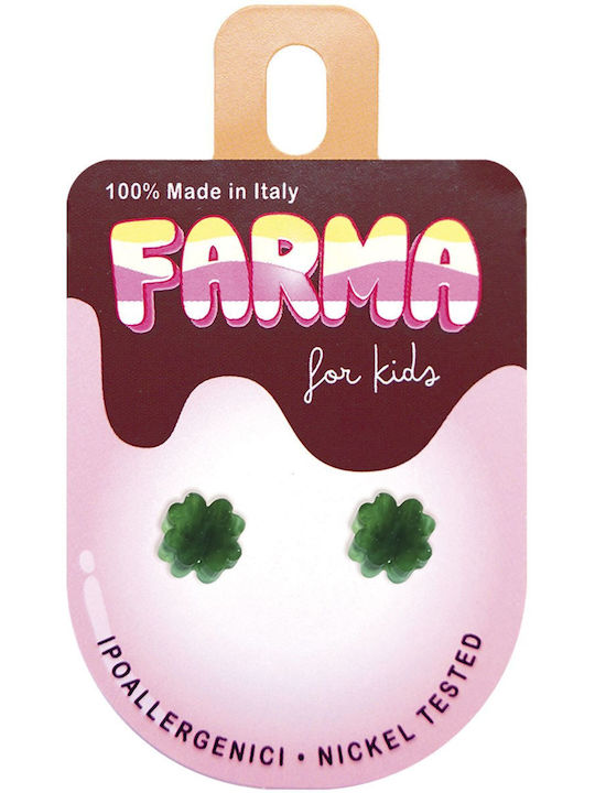 Farma Bijoux Υποαλλεργικά Σκουλαρίκια Kids Ακρυλικό Τριφύλλι Πράσινο 8mm Bel015