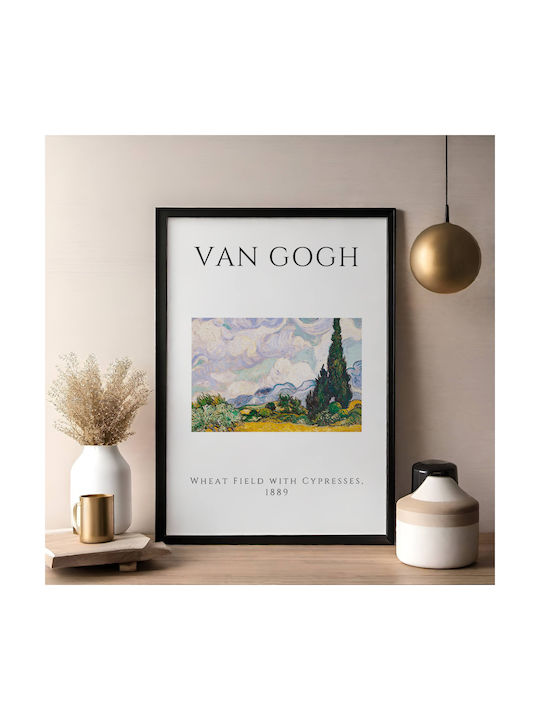 Poster Van Gogh Wheat Field Cypresses Art002 21cm X 30cm White Frame PVC 18x24