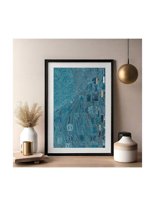 Poster Blaue Details von Gustav Klimt Art156 21cm x 30cm Weißer Rahmen PVC 18x24