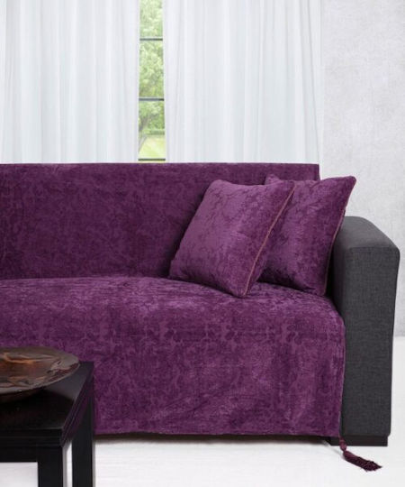 Borea Borea Dreisitzer-Sofa Wurf Chenille 180x270cm Lila