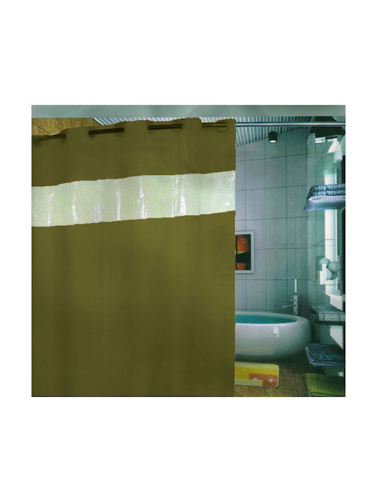 Shower Curtain Fabric with Hooks 180x180cm Khaki