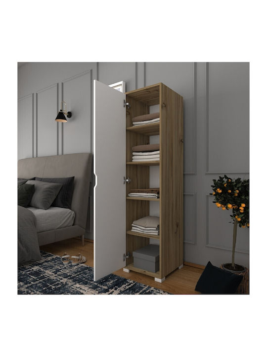 Единична врата Гардероб Clive Light Walnut - White 40x45x183см