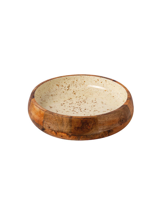 GTSA Serving Bowl Round Wooden White with Diameter 25cm