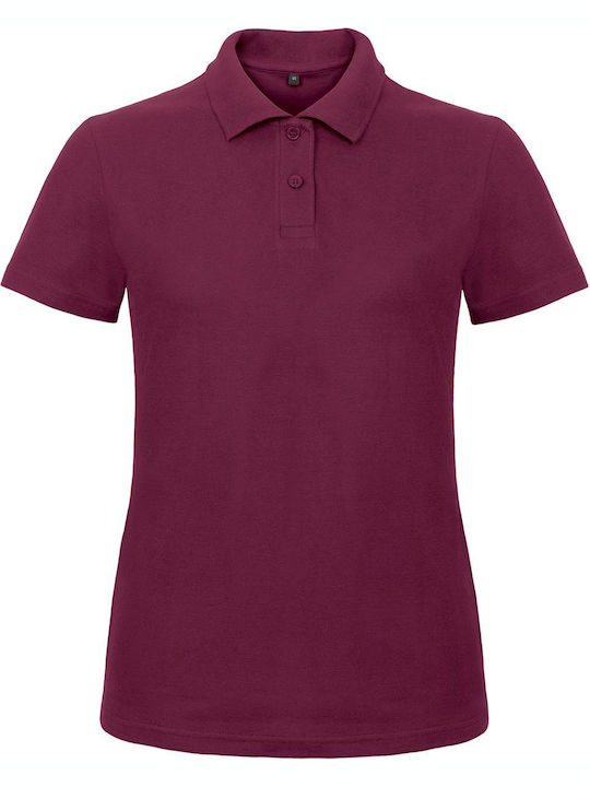 B&C Id.001 Damen Werbe-Polo-T-Shirt Wein