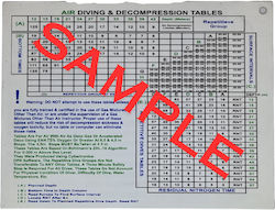 Extreme Buhlmann Air Dive Table w/Optional 75% Accelerated Deco Αξεσουάρ Καταδυτών Πίνακας Αποσυμπίεσης