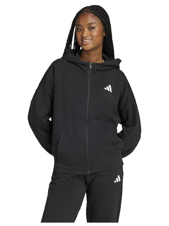 Future Icons Damen Sweatshirtjacke Kapuzen Schwarz