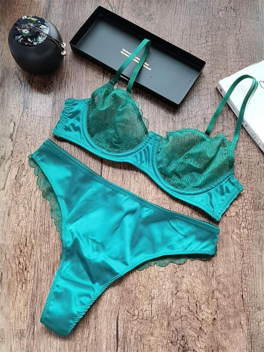 Dyana Underwear Set with Bra & Brazil Green