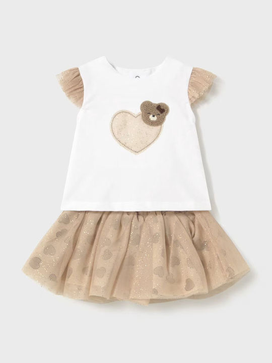 Set pentru copii cu fustă Vară 2buc Beige