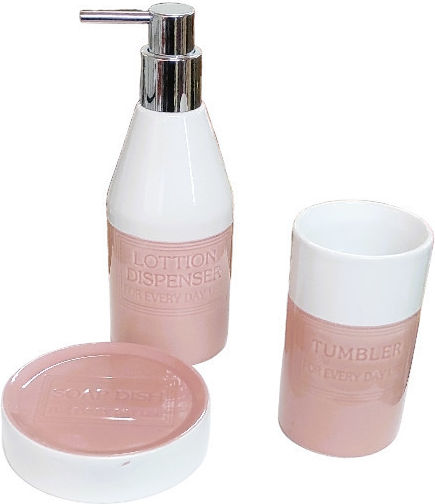 Etoile Etoile Ceramic Pink Bathroom Accessory Set 3 Pieces