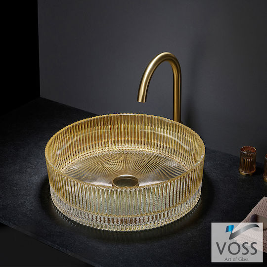 Voss Deasupra Blatului Chiuvetă Porțelan 40x40x12cm Aur