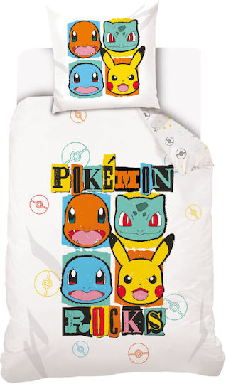 Pokemon Rocks Комплект Детски Плик за Завивка Единичен с Калъфка Памучен Многоцветен 140x200бр