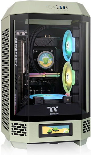Thermaltake The Tower 250 Gaming Mini Tower Κουτί Υπολογιστή με Πλαϊνό Παράθυρο και RGB Φωτισμό Matcha Green