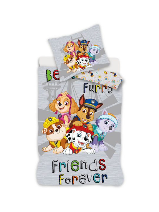 Paw Patrol Set Kinderbettbezug Einzel mit Kissenbezug Grey 140x200cm