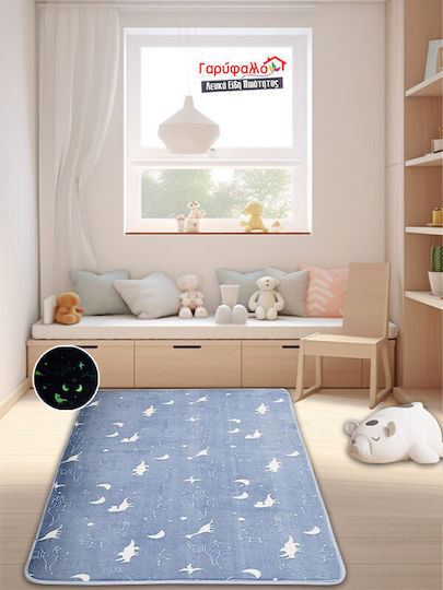Dinosaur Kids Rug Light Blue 110x170cm