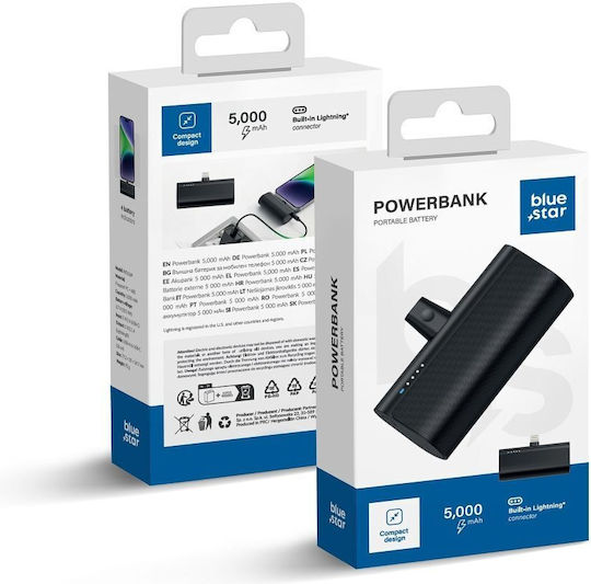 Blue Star W0556P Power Bank 5000mAh Μαύρο