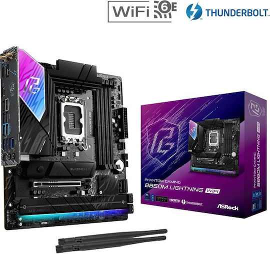 ASRock B860 Lightning WiFi Mainboard Micro ATX mit Intel 1851 Sockel
