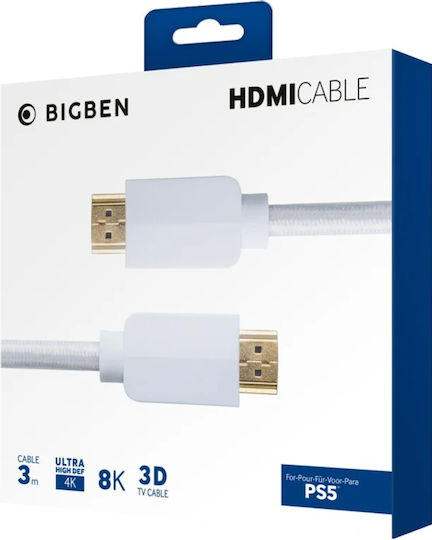 Nacon HDMI 2.1 Braided Cablu HDMI de sex masculin - HDMI de sex masculin 3m Alb