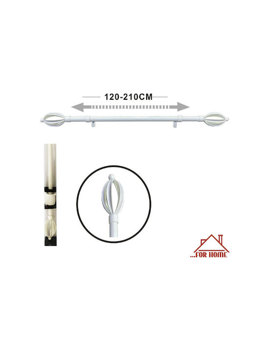 Telescopic Metal Curtain Pole 120cm 210cm White Forhome 70582925 Home