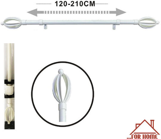 Telescopic Metal Curtain Pole 120cm 210cm White Forhome 70582925 Home