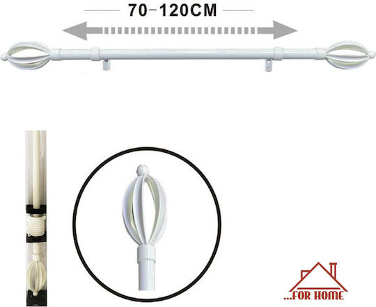 Telescopic Metal Curtain Pole 70cm 120cm White Forhome 70582921 Home