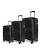 Newcom Hard Black Suitcases with 4 Wheels Set 3pcs