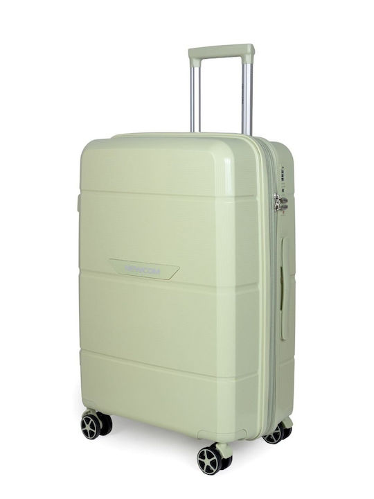 Newcom Medium Travel Suitcase Hard Green with 4 Wheels Height 66cm N1595/60