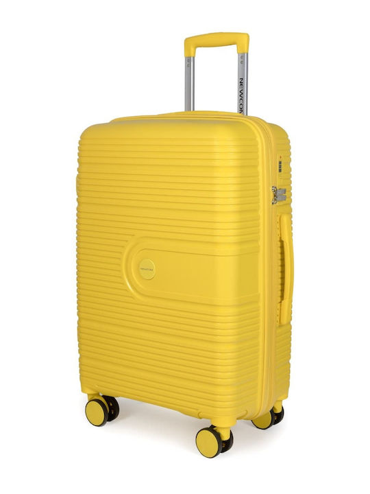 Newcom Medium Travel Suitcase Hard Yellow with 4 Wheels Height 64cm N1594/60