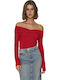 Fayola Women's Blouse Off-Shoulder Long Sleeve Red