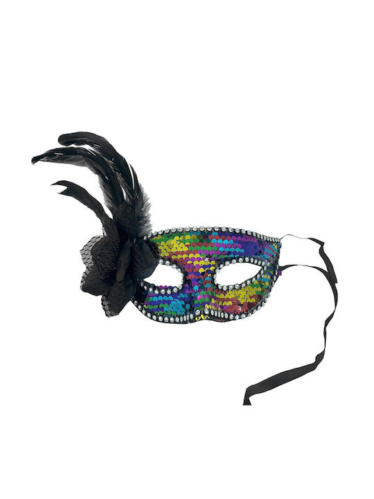 Venetian Eye Mask Flower Feathers