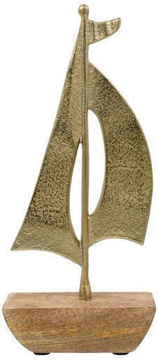 Aluminum Decorative Fylliana Boat 1827 Wooden Base Gold Color 15x5x35cm Fylliana 946-124-022