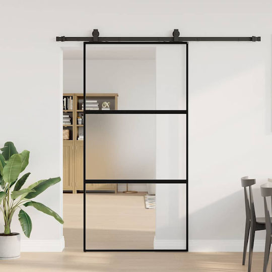 Vidaxl Schiebetür-Set Schwarze Beschläge 102,5x205 cm Schwarz