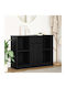 Sideboard Wooden with Drawers Black Oak, Black 101x35x76cm
