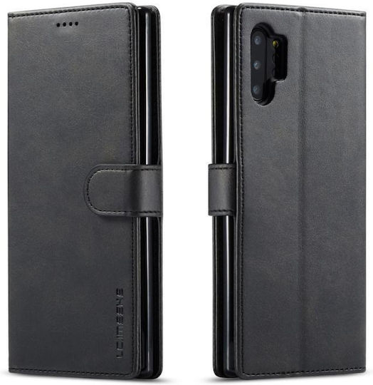 Galaxy Note 10 Plus Lc.imeeke Calf Texture Horizontal Flip Leather Case Θήκη & Υποδοχές Κάρτες & Πορτοφόλι Μαύρο Lc.imeeke