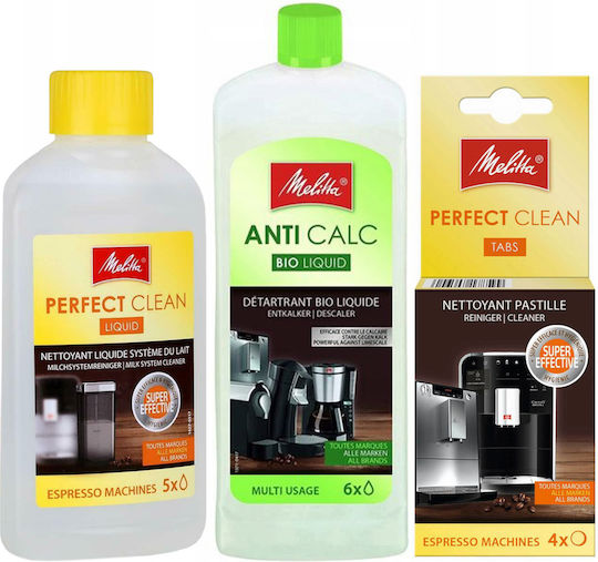 Melitta Perfect Clean Cleaning Tablets X4 + Melitta Perfect Clean Cleaning Liquid 250ml + Descaler