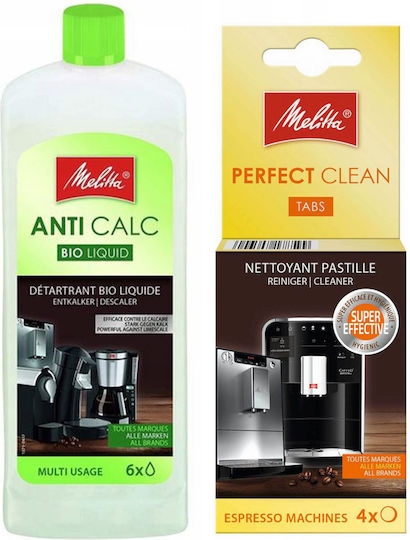 Melitta Anticalc Bio Descaler Liquid + Melitta Perfect Clean Cleaning Tablets X4